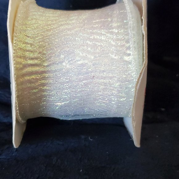 Vintage R-Tex Ribbon - Sheer Irridescent Shimmer Wired Edge 2.5" Wide x 3.5 Yrds - Picture 2 of 6